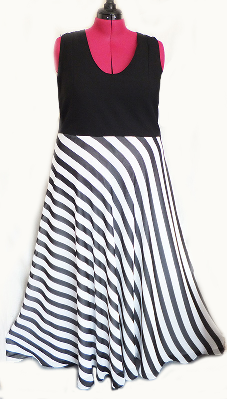 stripe evening dress