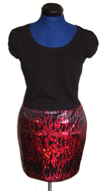 custom glam rock flames skirt
