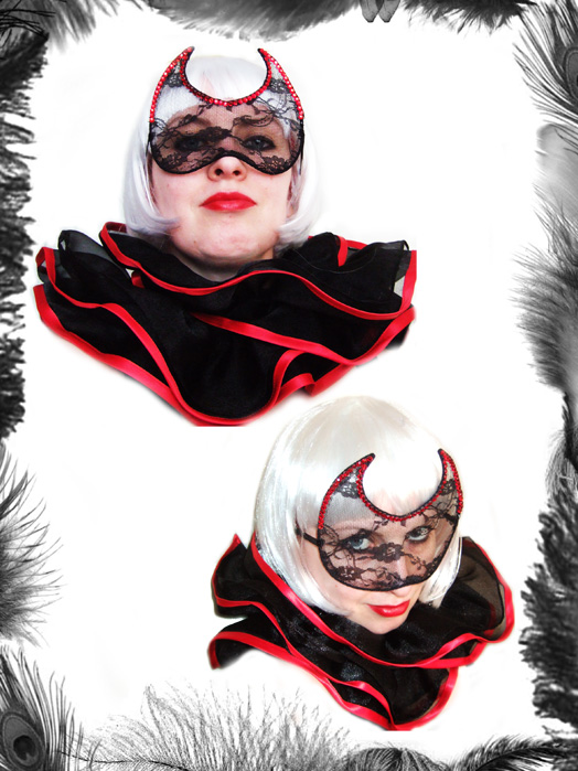 lace and rhinestones devil mask, gothic, masquerade