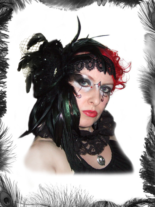 Feathers, Lace & Swarovski Headdress, Flapper, Gothic