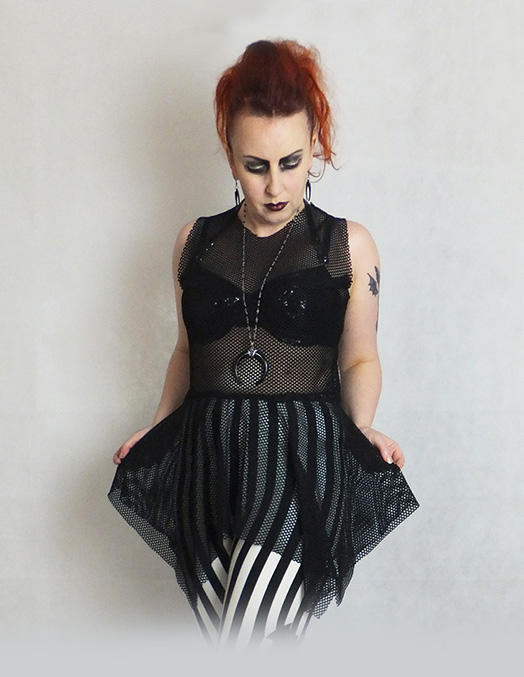 gothic industrial mesh tunic top