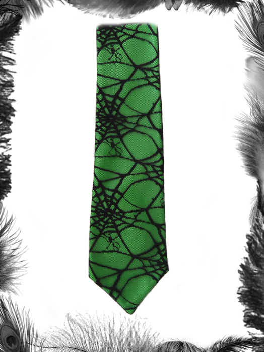Pvc & Spider Web Lace Tie, Gothic, Psychobilly Wear