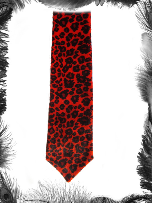 faux fur leopard print tie, rockabilly, gothic
