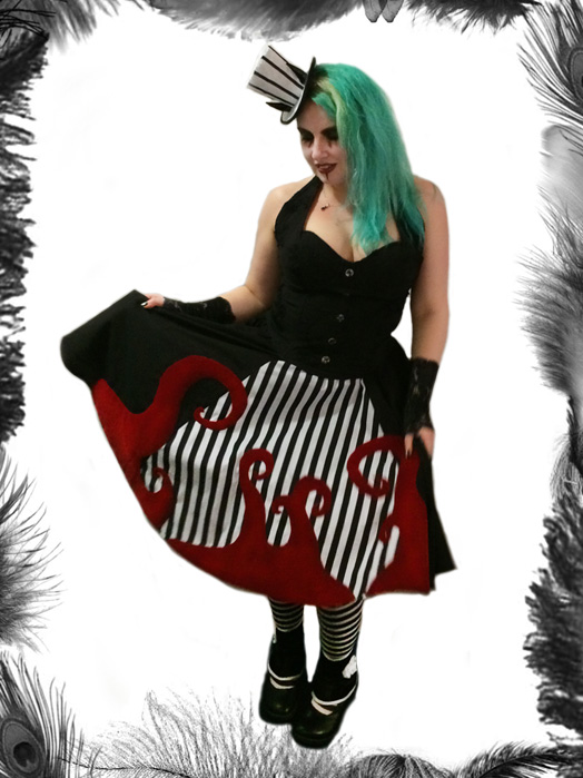 nightmare before christmas skirt, gothic, stripes
