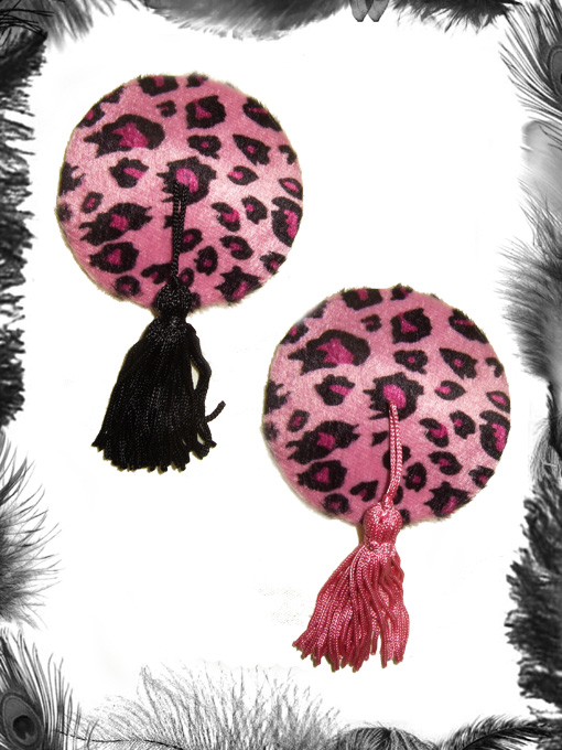 leopard print burlesque pasties, burlesque wear