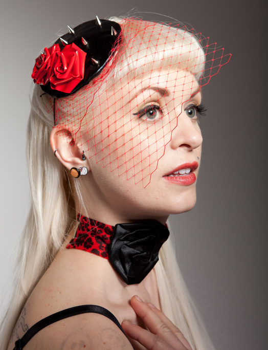 pvc spikes n roses cocktail hat