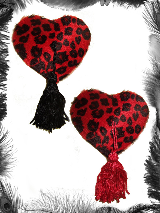 leopard print heart burlesque tassels, burlesque