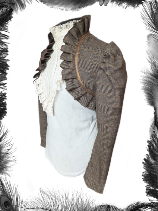tweed & leather jacket shrug, steampunk style