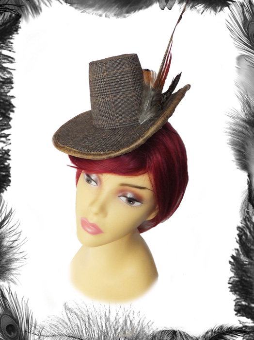 tweed and feathers steampunk hunting hat