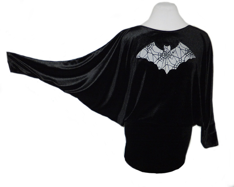 Velvet Bat Wing Top, Mini Dress