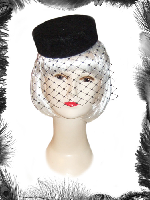 Vintage Style Lace Pill Box Hat, Burlesque Hat