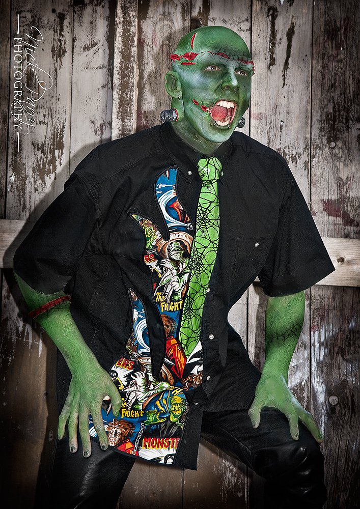 Guys Horror Monsters Flame Shirt, Gothic Shirt, Zombie shirt