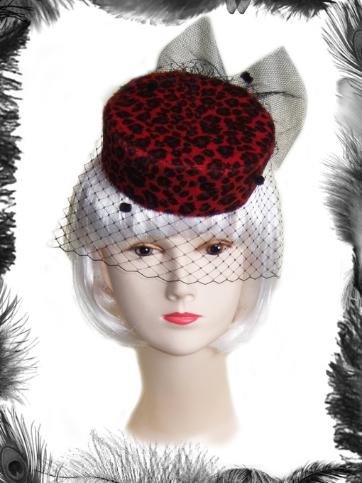 leopard print pill box hat, rockabilly