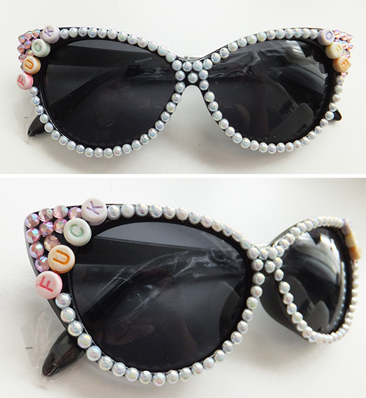 pearls n crystals swear glasses, vintage, rockabilly 