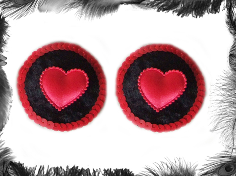 satin heart & velvet burlesque pasties