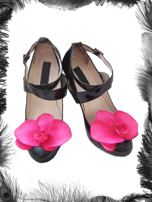 Orchid Shoe Clips, Burlesque, Wedding Accessory Orchid Shoe Clips, Burlesque, Wedding Accessory