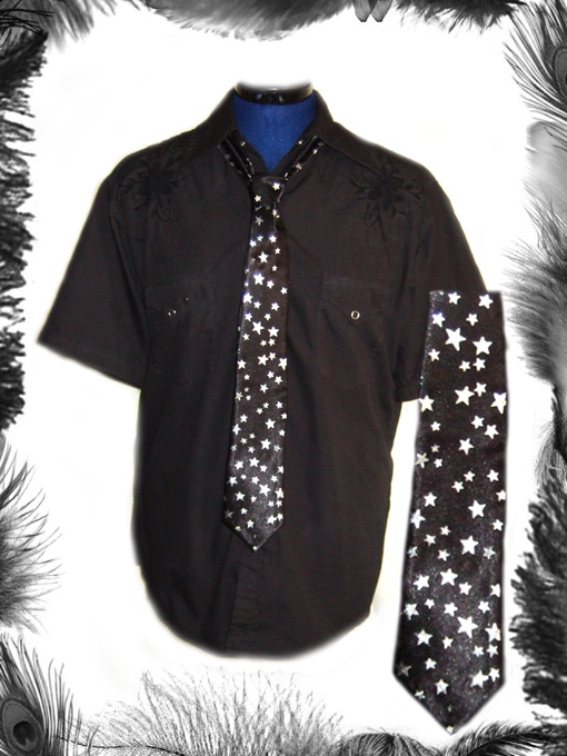 silver stars tie, glam rock wear