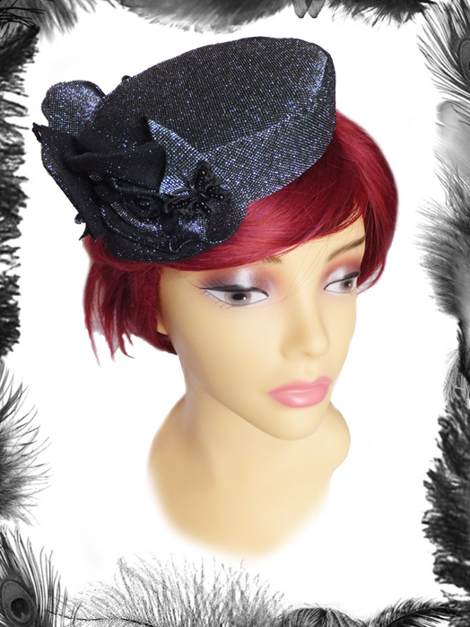 glitter rose butterfly pill box hat