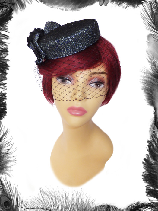 glitter rose butterfly pill box hat