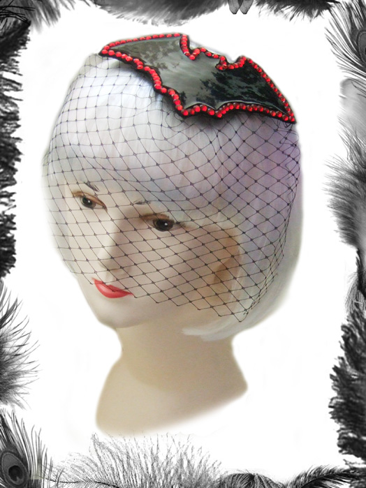 gothic bat and rhinestones fascinator