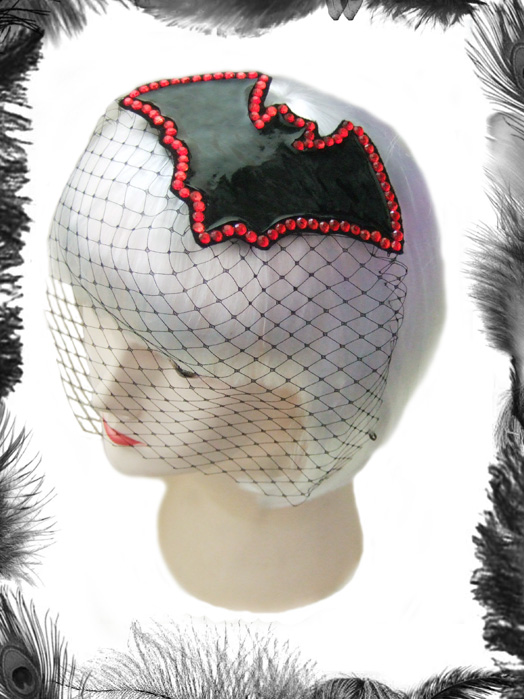 gothic bat and rhinestones fascinator