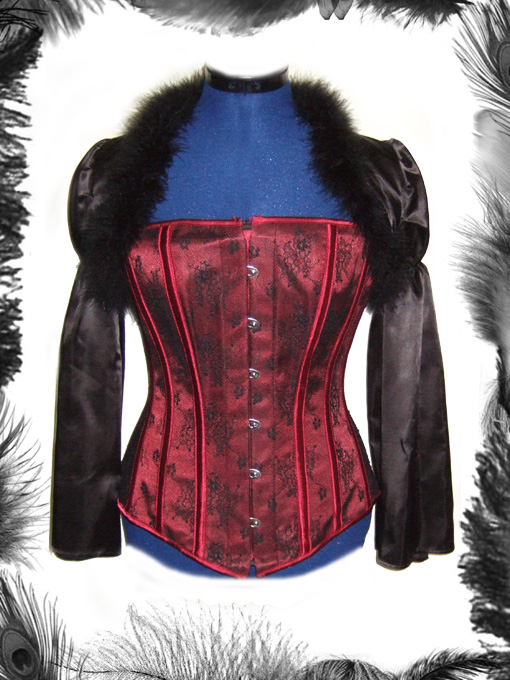 gothic black satin and feather shrug