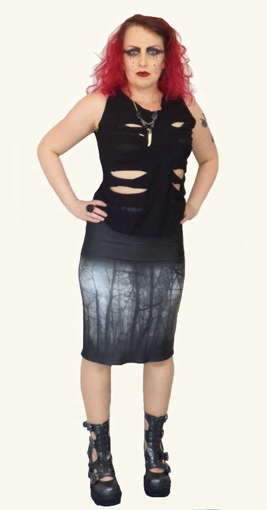 haunted forest gothic pencil skirt, stretch