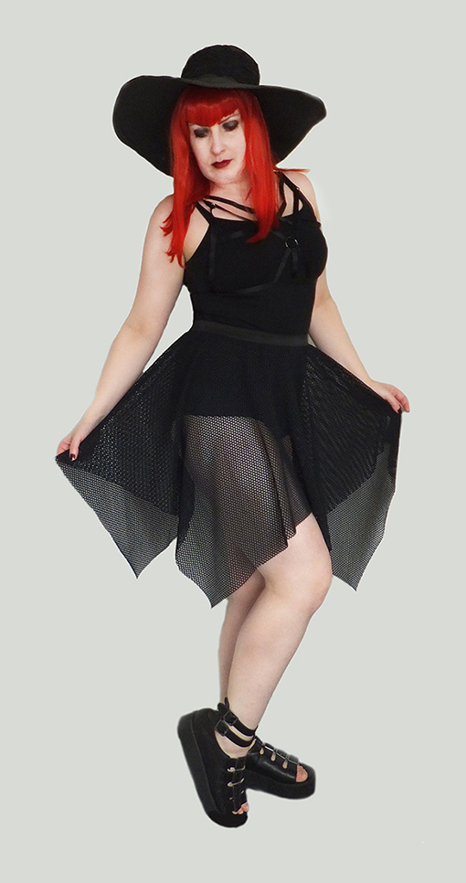 gothic mesh witch industrial skirt