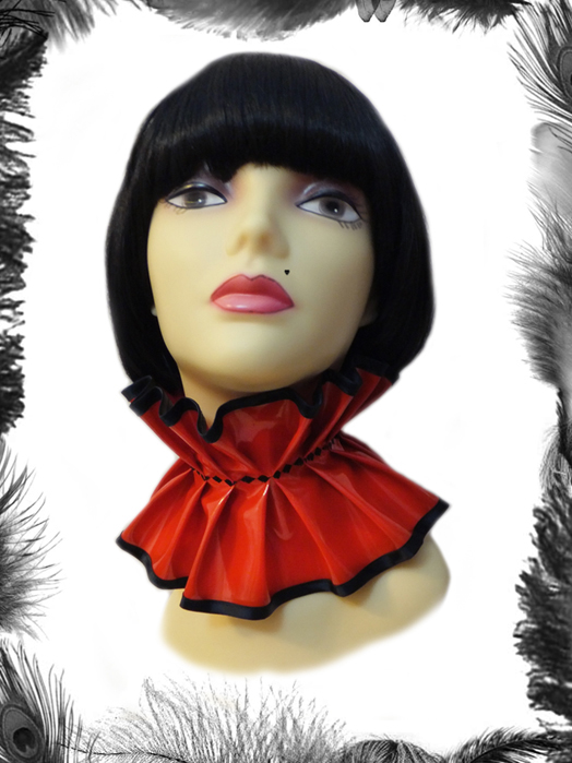 Pvc and satin trim gothic collar, choker, nect ruff