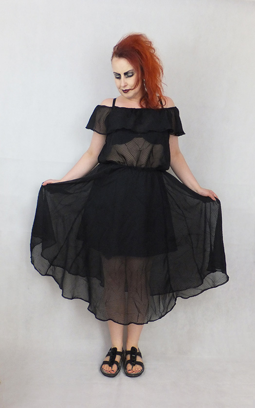 chiffon gothic summer off shoulder dress