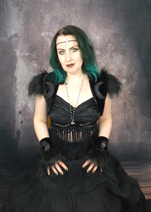 velvet fur moon waistcoat, goth, witch