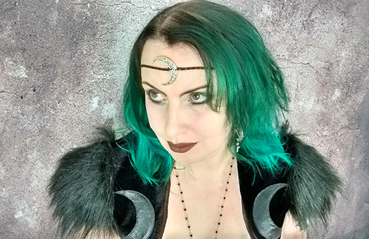 crescent moon headband, witch, goth