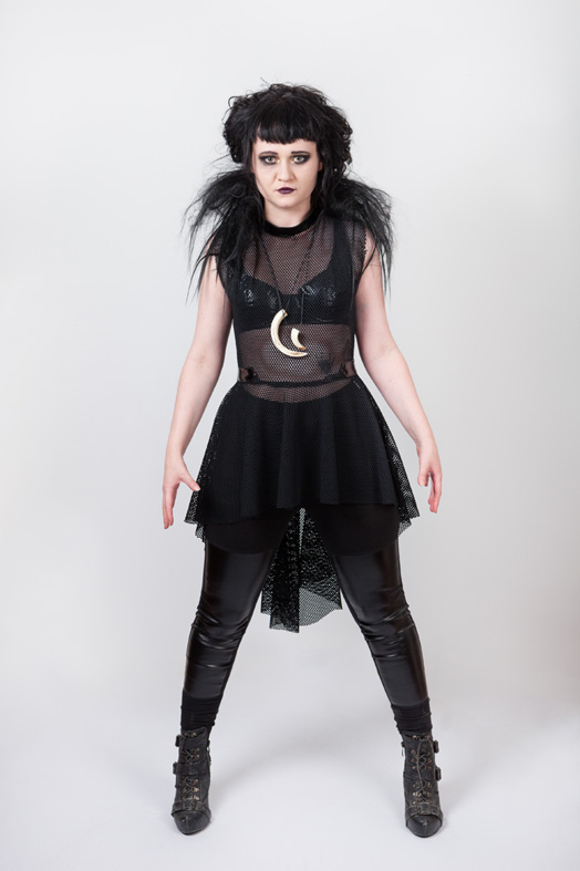 industrial gothic mesh and pvc tunic top