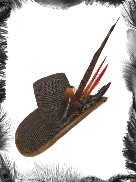 tweed and feathers steampunk hunting hat
