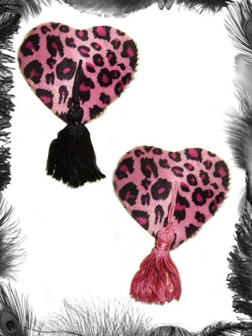 leopard print heart burlesque tassels, burlesque