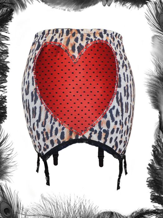 Leopard Print & Satin Polka Dot Heart Girdle Leopard Print & Satin Polka Dot Heart Girdle