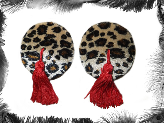 leopard print burlesque pasties, burlesque, rockabilly