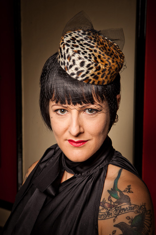 leopard print pill box hat, rockabilly, dita