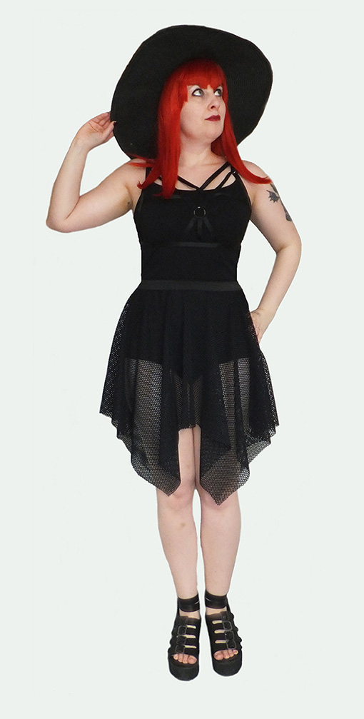 gothic mesh witch industrial skirt