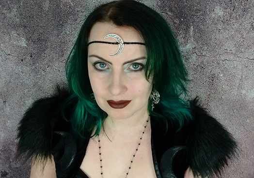 crescent moon headband, witch, goth