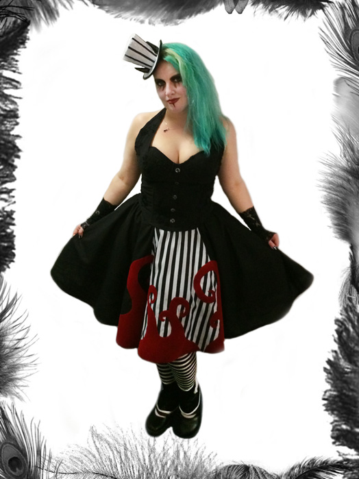 nightmare before christmas skirt, gothic, stripes