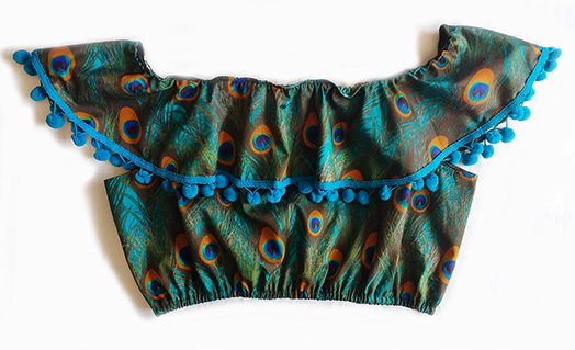 Peacock Poms Crop Top