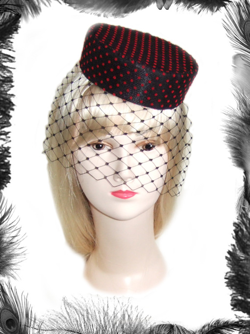 Polka Dot Pill Box Hat, Retro, Rockabilly, Dita Polka Dot Pill Box Hat, Retro, Rockabilly, Dita