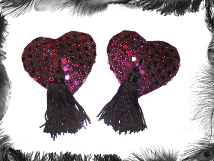 Sequin Heart Nippel Tassels, Burlesque wear