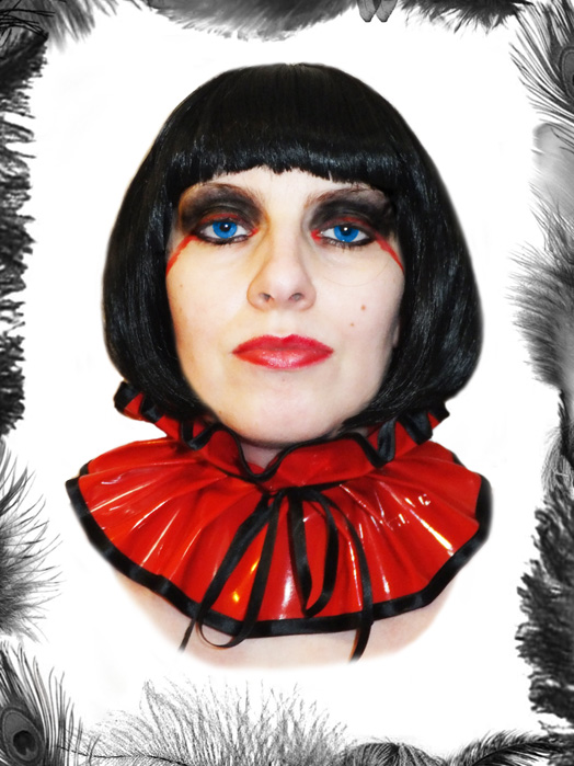 Pvc and satin trim gothic collar, choker, nect ruff