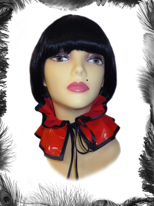 Pvc and satin trim gothic collar, choker, nect ruff