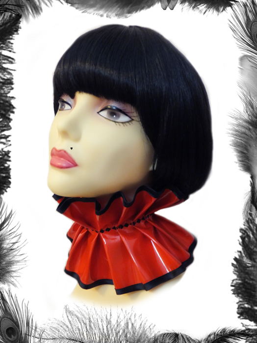 Pvc and satin trim gothic collar, choker, nect ruff