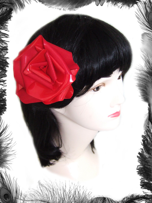 pvc rose hair flower, gothic, rockabilly