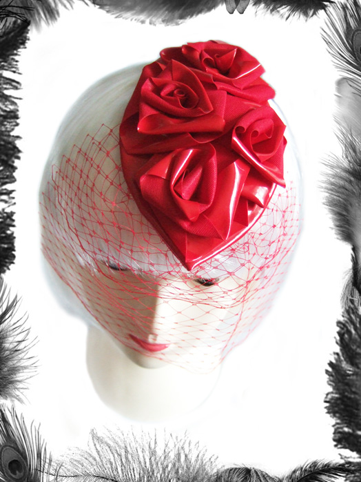 pvc roses hat, alternative wedding hat