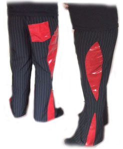 pvc pinstripe trousers